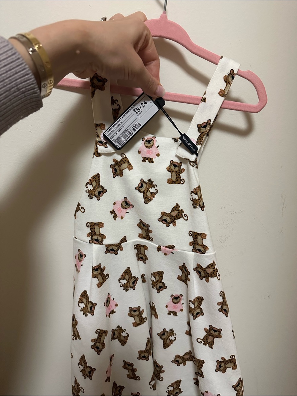 Dolce & Gabbana Overall Dress with leopards and DG logo print